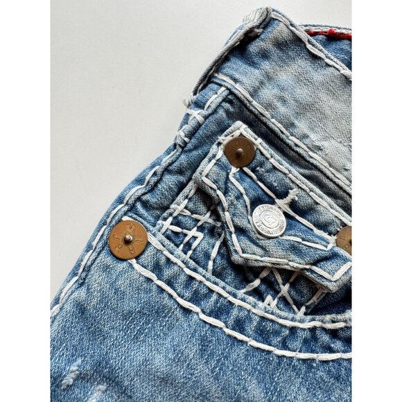 TRUE RELIGION Ricky Cut-Off Super Tee Cotton Denim Bermuda Shorts, Size 28 - Picture 3 of 16